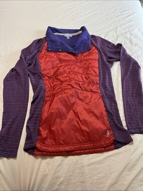 Smartwool Red and Purple Pullover Hybrid Hoodie